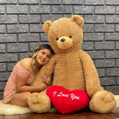 4ft Soft Tan Teddy Bear Valentine's Gift Holding I love You Heart from Giant Teddy Brand