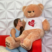 Giant Romance Tan Teddy Bear with Love Message shirt optional Long-Lasting Red Roses