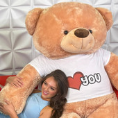 Giant Romance Tan Teddy Bear with Love Message shirt optional Long-Lasting Red Roses