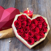 Large Red Diamond Heart - 13 to19  Preserved Red Roses
