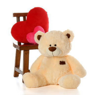30 inch Vanilla Cream BooBoo Shags Big Teddy Bear in Sitting Position