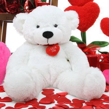 Coco L Cuddles white teddy bear with necklace 24in