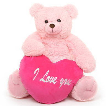 Darling Heart Tubs pink teddy bear with heart 32in