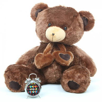 Lucky Hugs Big and Cuddly Chestnut Brown Heart Teddy Bear 36in