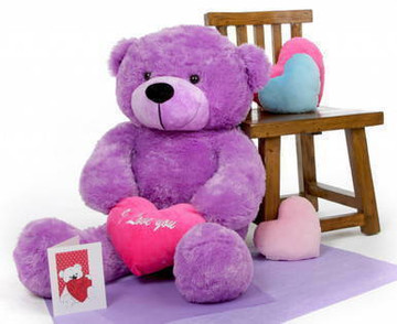 True Love Bear Hug Care Package with DeeDee Cuddles Lavender Purple 38in