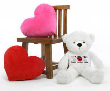 Coco M Cuddles White Mothers Day Teddy Bear Gift 30in