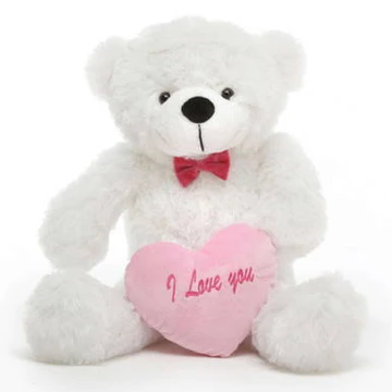 Coco L Cuddles White Teddy Bear with I Love You Heart 30in