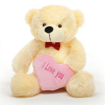 Cozy L Cuddles Vanilla Teddy Bear with I Love You Heart 30in