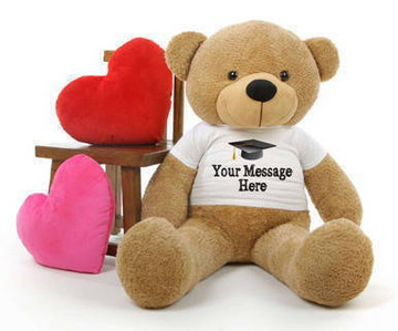 4ft Life Size Amber Teddy Bear Shaggy Cuddles Personalized Graduation Teddy Bear
