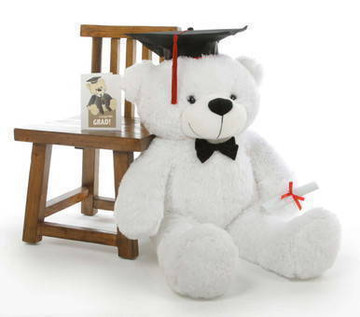 Coco G Cuddles White Graduation Teddy Bear with Cap and Diploma 38in