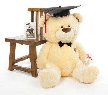 BooBoo G Shags Vanilla Graduation Teddy Bear with Cap and Diploma 35in