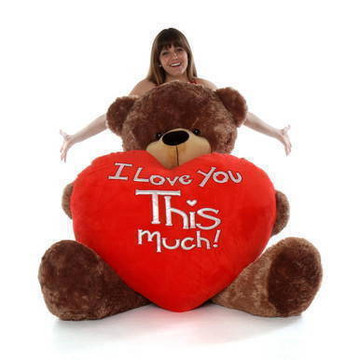 5ft mocha World\\\\\\\\\\\\\\\\\\\\\\\\\\\\\\\\\\\\\\\\\\\\\\\\\\\\\\\\\\\\\\\'s Largest - I Love You THIS Much - Big Teddy Bear Heart - Valentines Teddy Bear Sunny Cuddles
