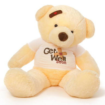 62 inch  Huggable Vanilla cream With Get well Soon T-shirt from Giant Teddy Brand