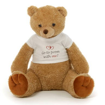 Big 2½ ft Personalized \'Go to Prom with me?\' Teddy Bear Amber Brown Honey Tubs
