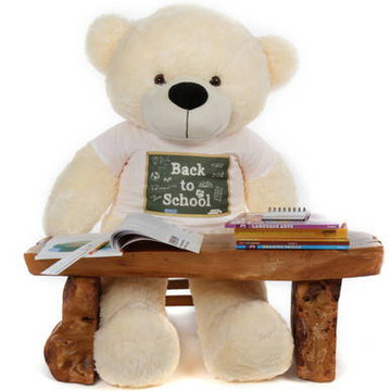 4 foot Cozy Cream Cuddles Back to School Teddy Bear
