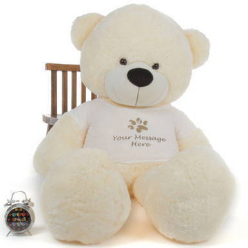 72in Huge Cream Giant Teddy Bear Cozy Cuddles with Personalized T-Shirt