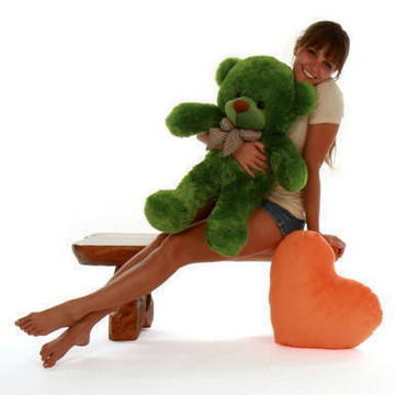 Giant Rare Green Teddy Bear Big Oversized 30in size Lucky Cuddles