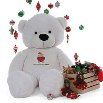 Life Size 6ft Personalized White Christmas Teddy Bear Coco Cuddles
