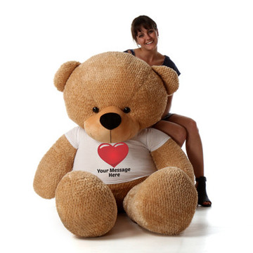 Life Size 72in Personalized Valentine’s Day Teddy Bear gift Shaggy Cuddles Amber Brown Fur