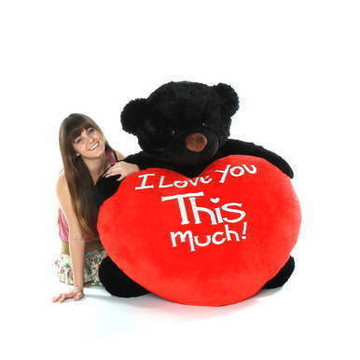 4 feet Giant super soft Black Teddy Bear With I Love You This Much Heart
