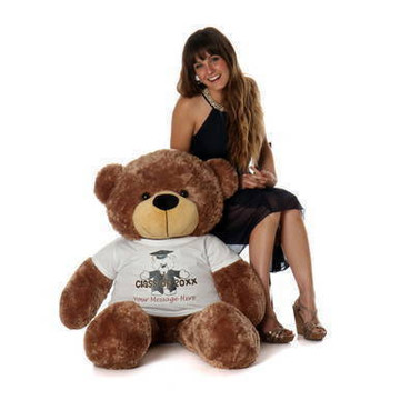 4ft Sunny Cuddles Graduation Teddy Bear Mocha Brown Class of 2019