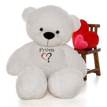 6ft White Coco Cuddles Ask a date to prom teddy bear in a heart Prom heart shirt