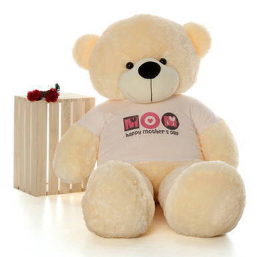 5ft Happy Mothers Day teddy bear vanilla cream Cozy Cuddles