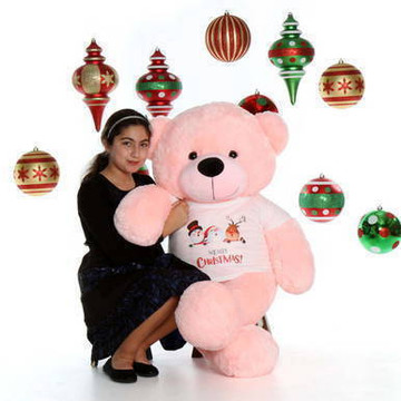 4ft Lady Cuddles Pink Merry Christmas Giant Teddy Bear
