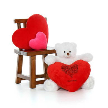 2ft Scruffs Tubs White Oversized Teddy Bear with Happy Valentine\'s Day I Love You Red Plush Heart