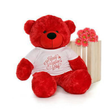48in Bitsy Cuddles Red Giant Teddy Bear in Adorable Happy Valentine\\\\\\\\\\\\\\\'s Day T-Shirt