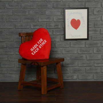 Personalized Red Pillow Heart with \"Made for Each Other\" Message