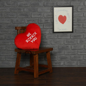 Personalized Red Pillow Heart with \"Me XOXXOX You\" Message