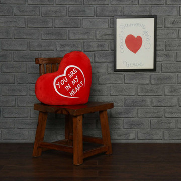Personalized Red Pillow Heart with \"Your are in My Heart\" Message