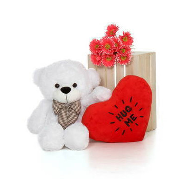 30in White Coco Cuddles with a cute Hug Me plush heart