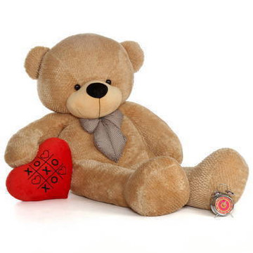 72in Amber Shaggy Cuddles with XOXO red heart pillow