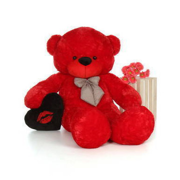 6ft Giant Red Teddy Bear Bitsy Cuddles with a Black Kiss plush heart