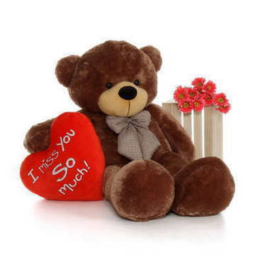 60in itMocha Brown Giant Teddy Sunny Cuddles wh XXL Red Heart