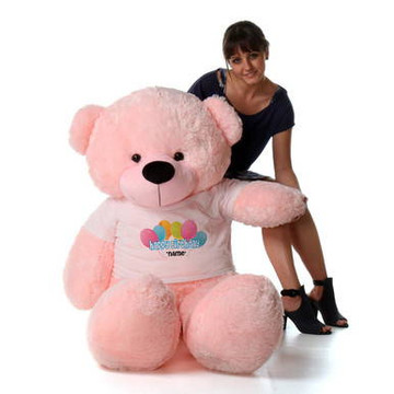 60in Pink Lady Cuddles Happy Birthday Personalized Teddy Bear