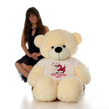 60in Vanilla Cozy Cuddles Make a Wish Personalized Birthday Teddy Bear