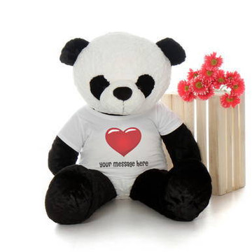 48in Huge Panda Ricky Xiong in Personalized Red Heart shirt