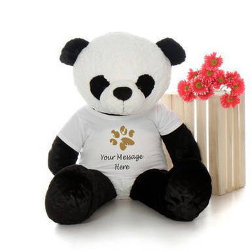 48in Huge Panda Ricky Xiong in Personalized Paw Print shirt