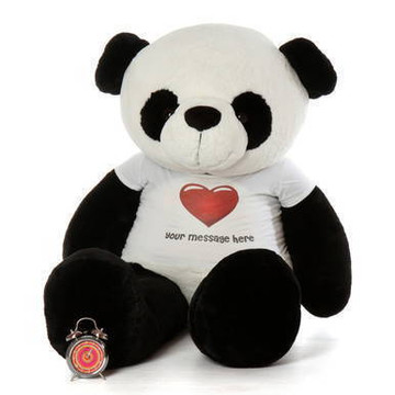 72in Huge Panda Rocky Xiong in Personalized Red Heart shirt