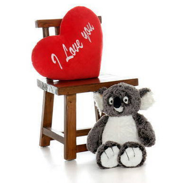 20 inch Koala Bear with I love You Heart Pillow
