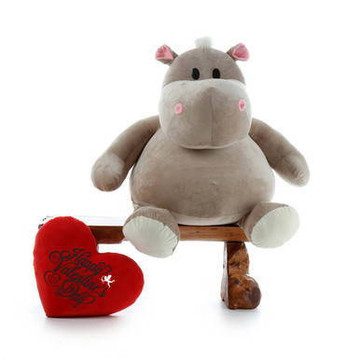 Giant Hippo Stuffed Animal Happy Valentine\\\'s Day Gift