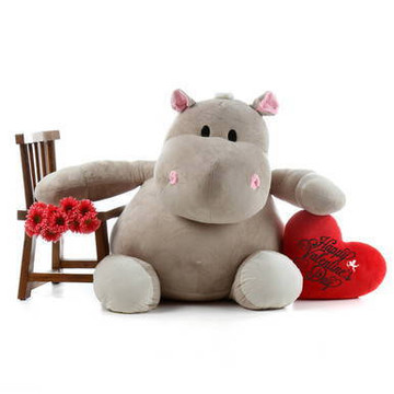 Bari, the father of the Kubu stuffed hippo pod is giant, measuring 54 inches standing, That\\\'s 4 ½ feet tall and 3 feet tall sitting!
