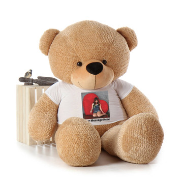 Giant 6 Foot Life Size Teddy Bear with Custom Photo T-shirt