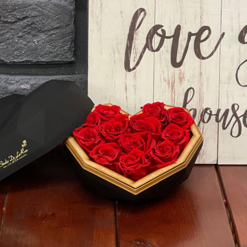 Premium Preserved Red Roses in Heart Box