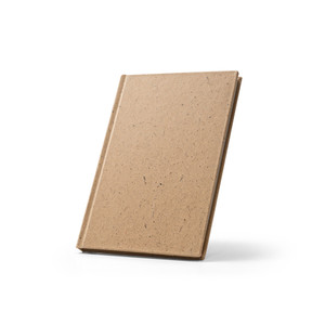 COCOPAD. Caderno A5 em casca de coco (60%) e trapos de algodão (40%) com folhas pautadas, com 160 páginas pautadas recicldas