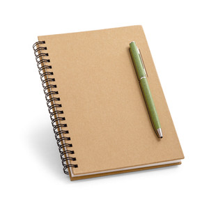 ROCK. Caderno B6 de capa dura em papel kraft com 140 páginas lisas em papel pedra (120 g/m²)