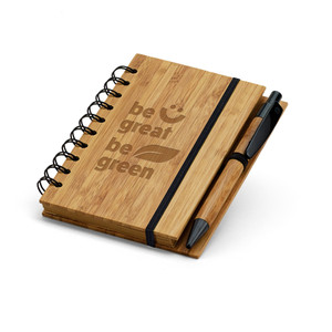 DICKENS A6. Caderno A6 espiral de capa dura em bambu com 140 páginas pautadas